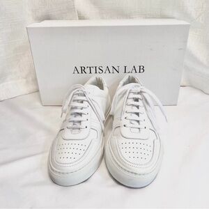 Artisan Lab Classic White Leather Sneakers Size 38 EU (Made in Italy)